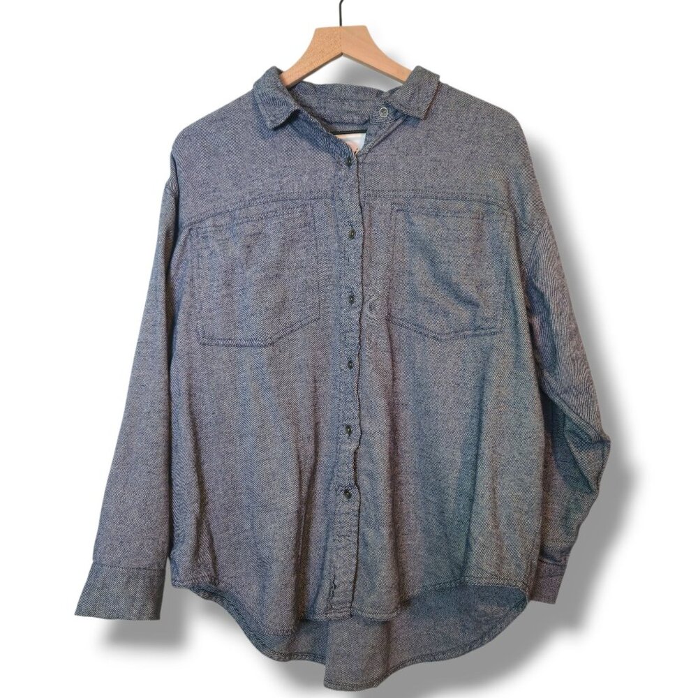 Aerie shirt womens Small blue long-sleeve button-up oversized relaxed